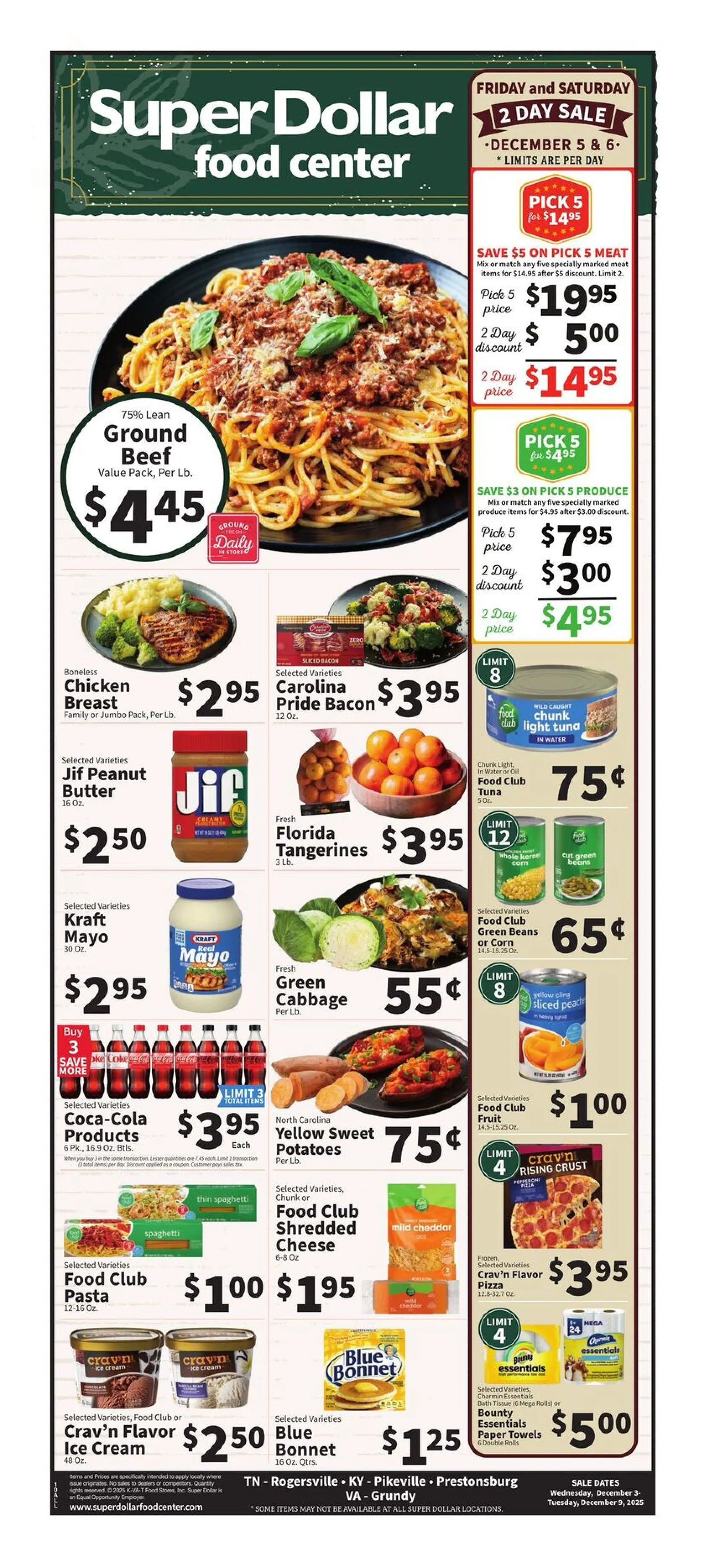 Weekly ad Super Dollar Food Center Sales from December 3 to December 9 2025 - Page 1