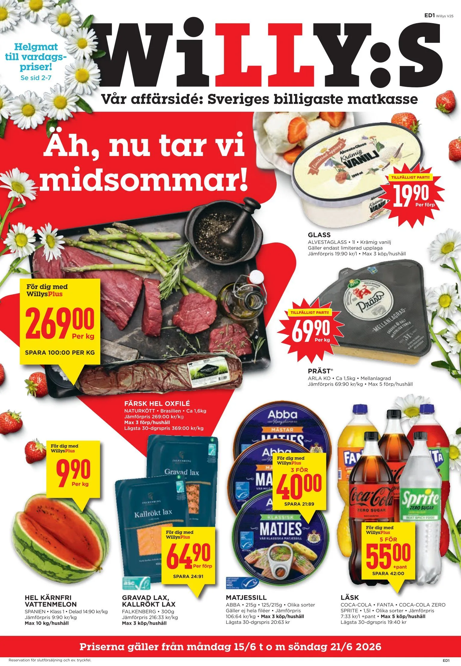 Willys erbjudanden från 15 juni till 21 juni 2026 - Reklamblad sidor 1