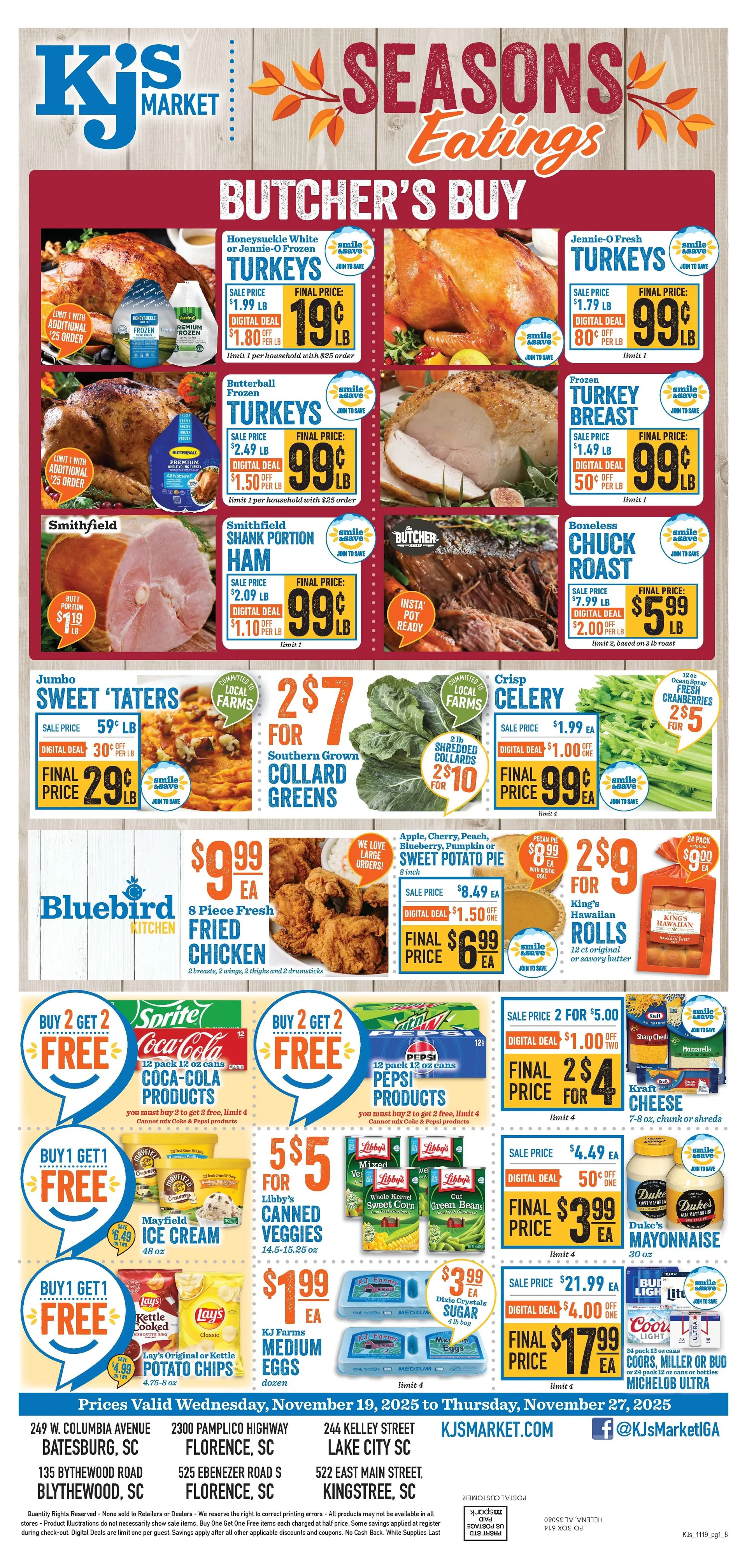Weekly ad KJ´s Market Sales from November 19 to November 27 2025 - Page 1