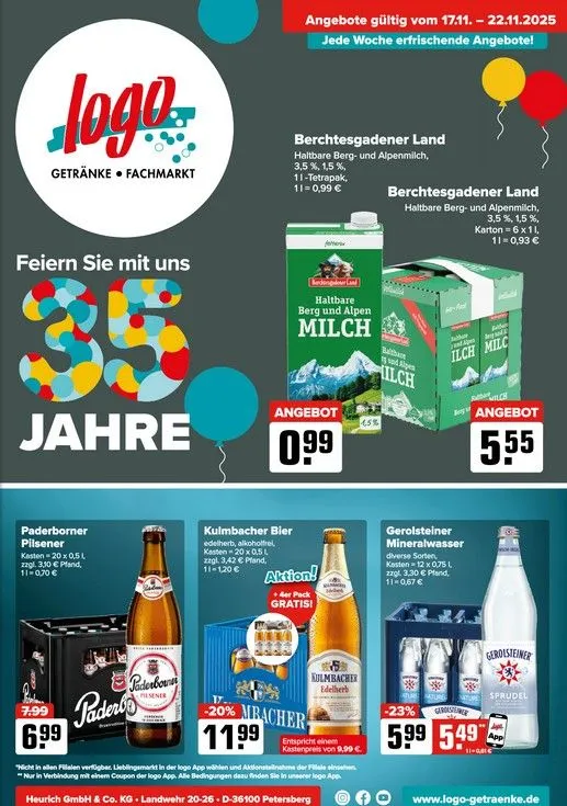 Logo Getränkemarkt Angebote von 17. November bis 22. November 2025 - Prospekt seite 1