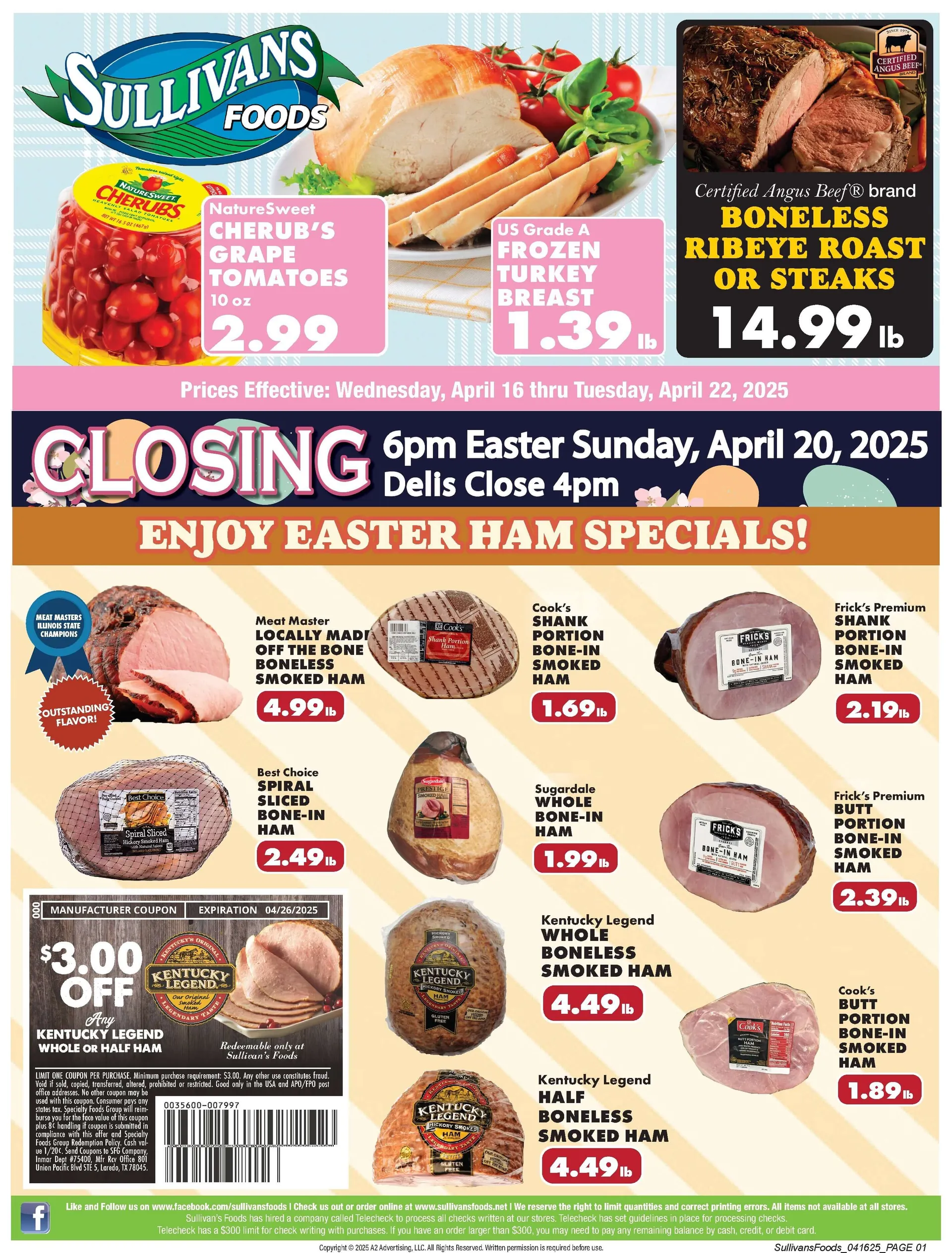 Weekly ad Sullivan's Foods Deals from April 16 to April 20 2025 - Page 1