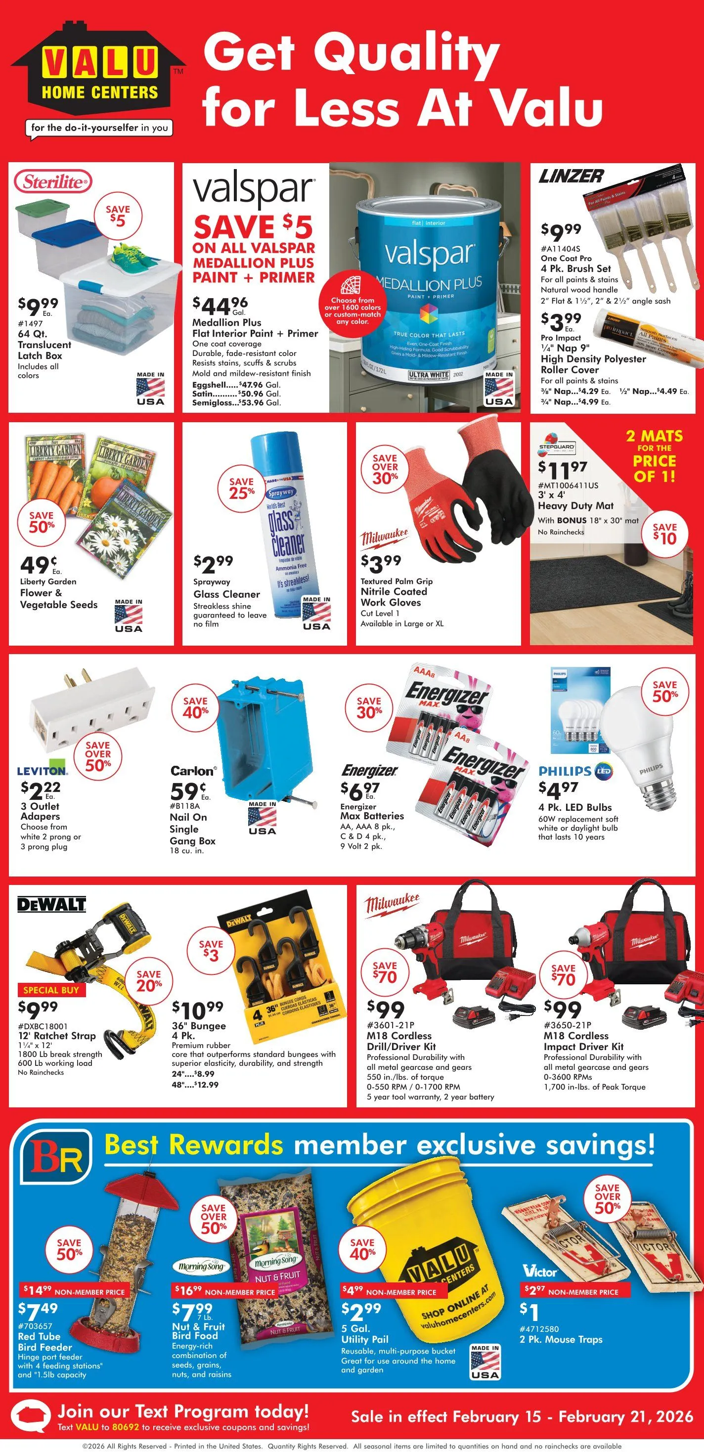 Weekly ad Valu Home Centers Sales from February 15 to February 21 2026 - Page 