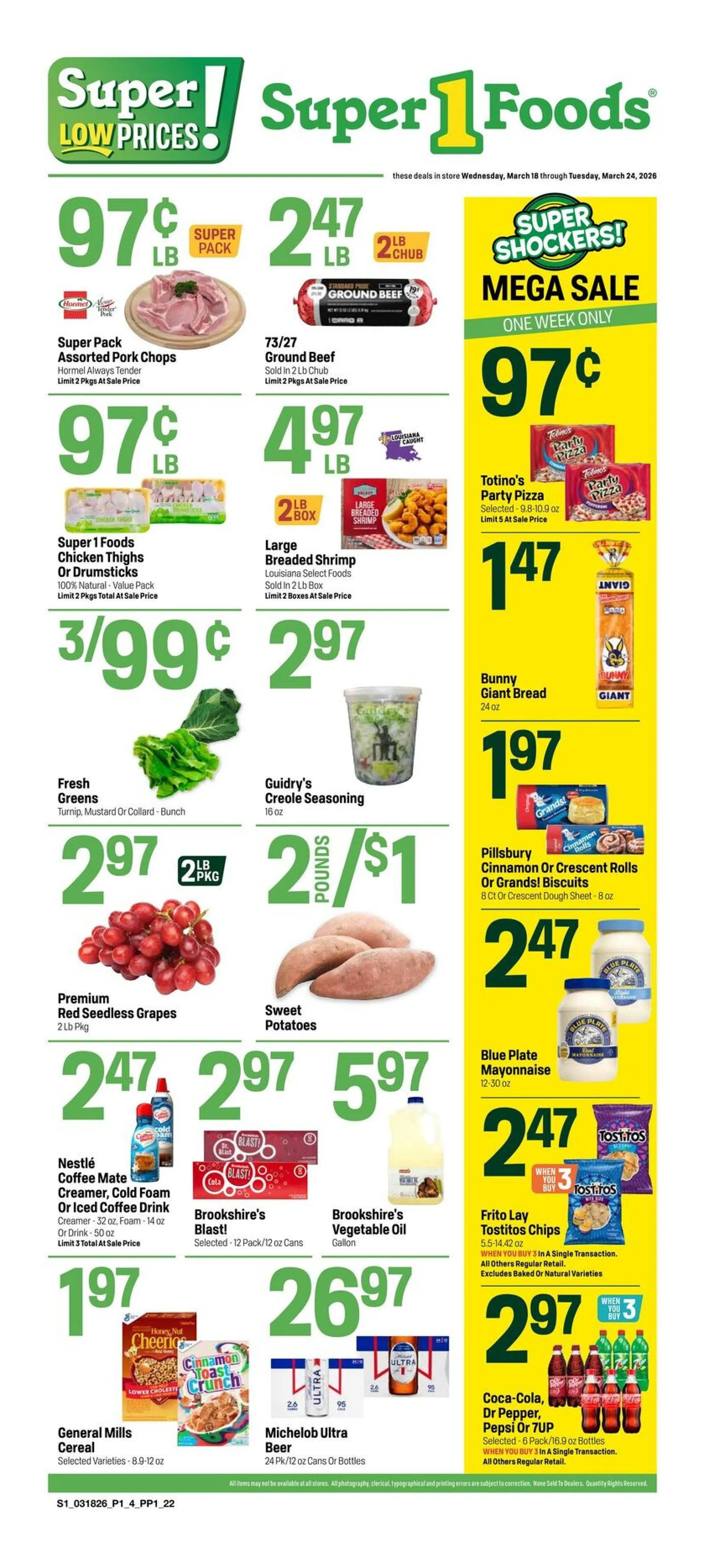 Weekly ad Super 1 Foods weekly ads from March 18 to March 24 2026 - Page 1