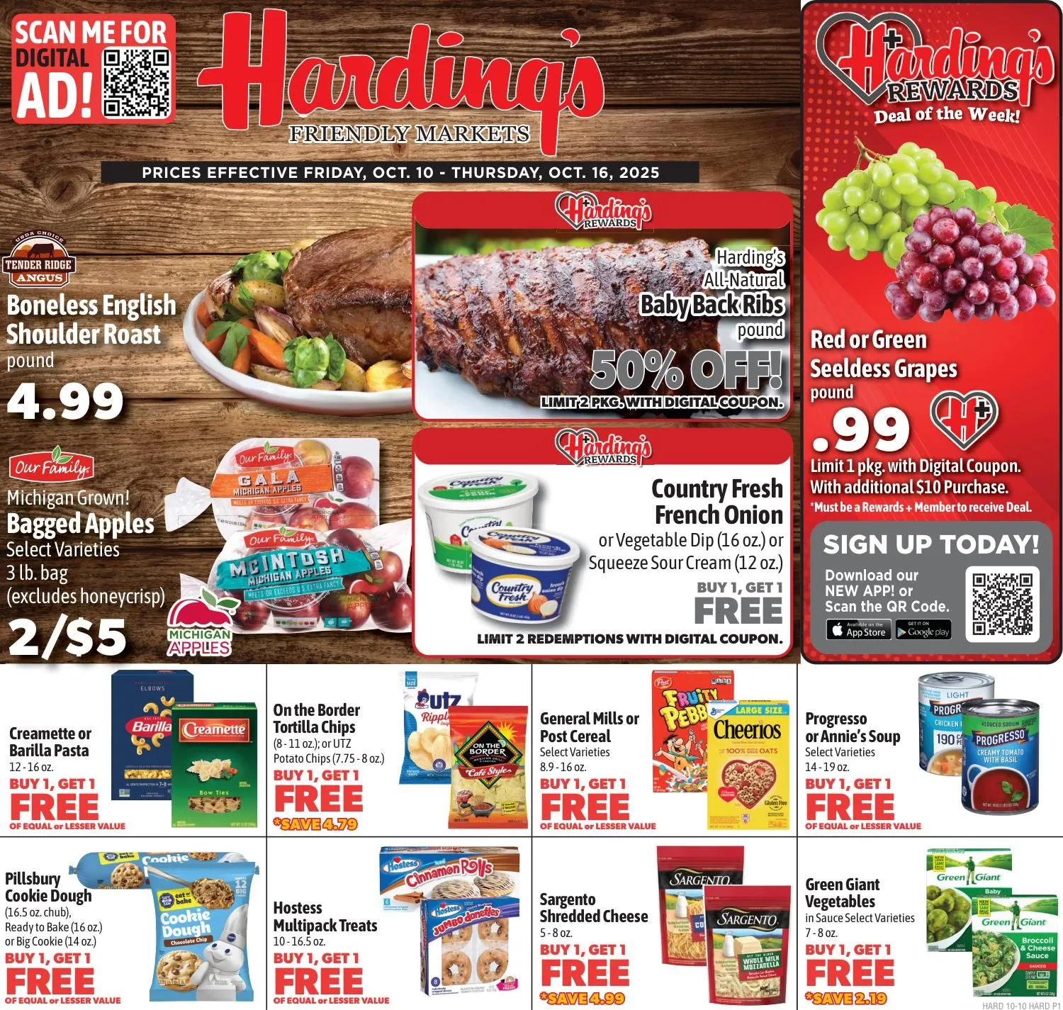 Weekly ad Harding's Markets Sales from October 10 to October 16 2025 - Page 1