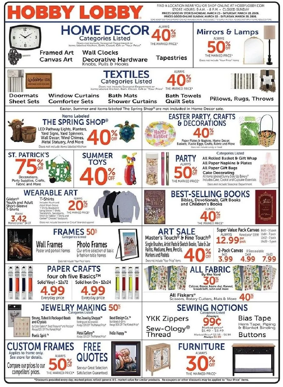 Weekly ad Hobby Lobby Sales from March 22 to March 28 2026 - Page