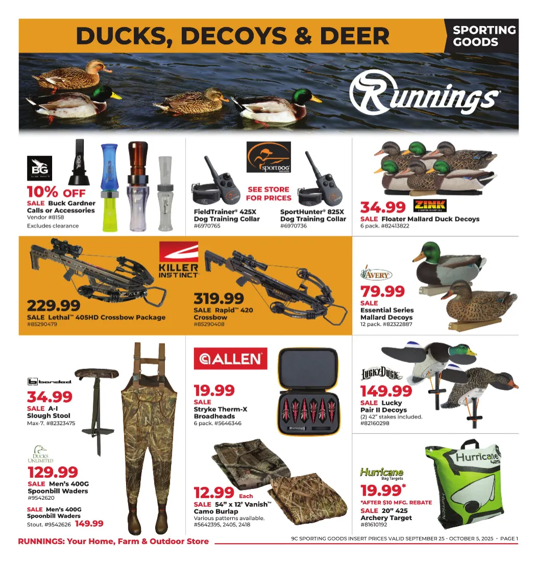 Weekly ad Runnings Sales from September 25 to October 5 2025 - Page 1