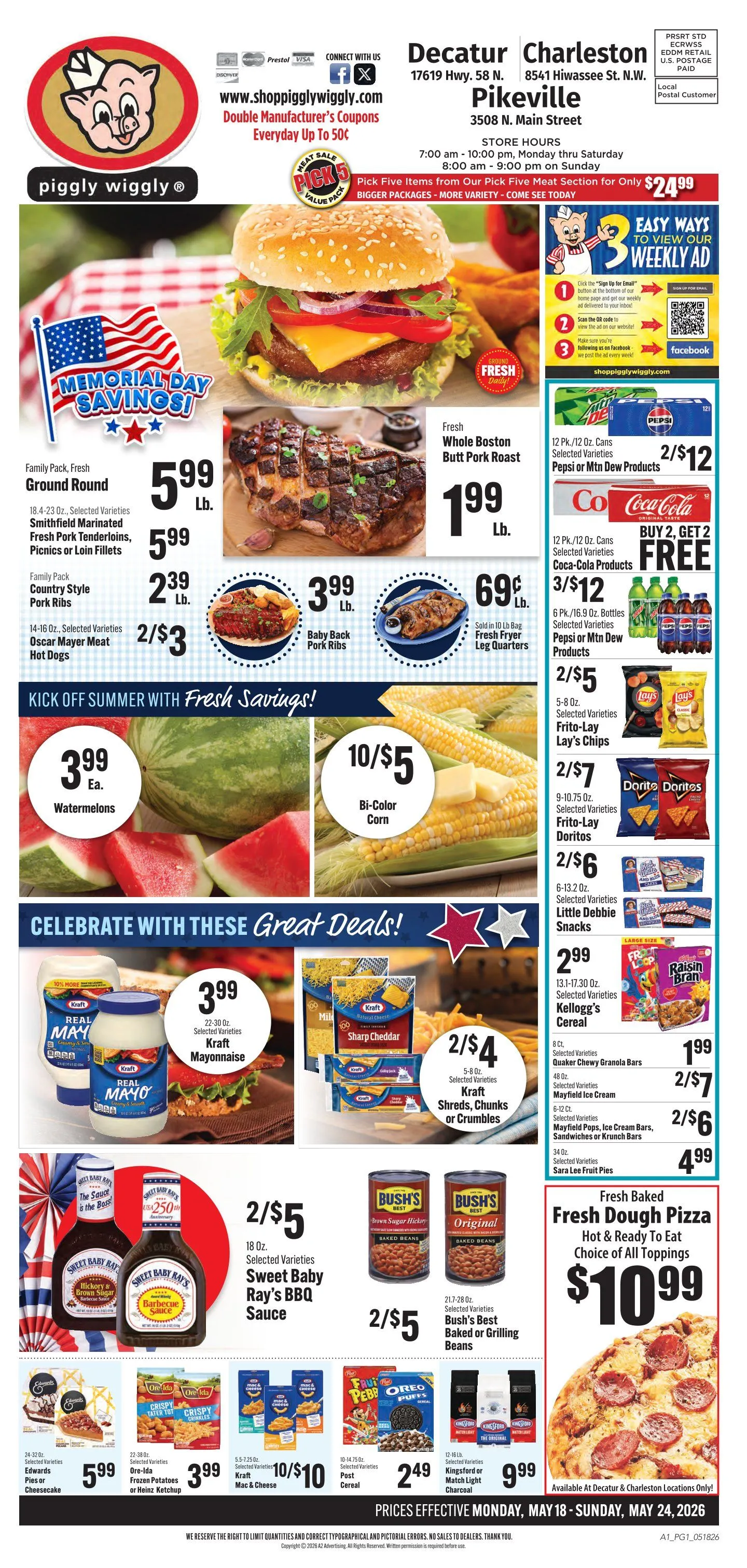 Weekly promotion Piggly Wiggly Sales spanning from May 18 to May 24 2026 - Page 1 for Catalogue 365