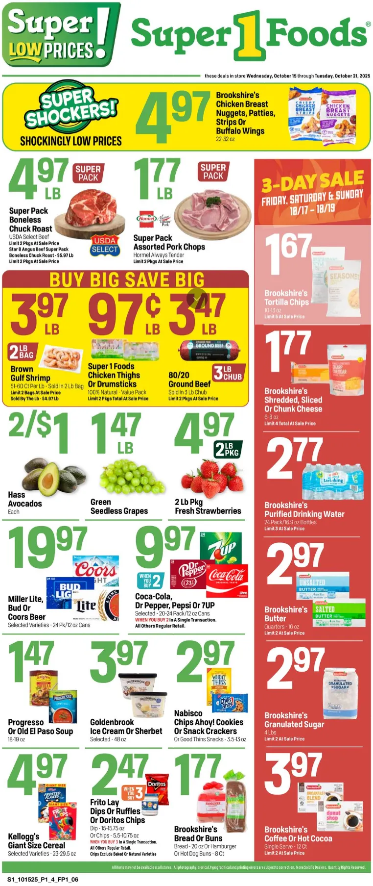 Weekly ad Super 1 Foods sales from October 15 to October 21 2025 - Page 1