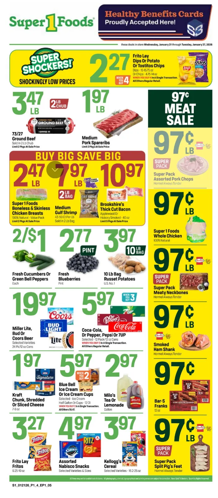 Weekly ad Super 1 Foods Sales from January 21 to January 27 2026 - Page 1