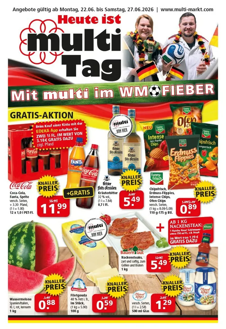 Multi Markt Angebote von 22. Juni bis 27. Juni 2026 - Prospekt seite 1