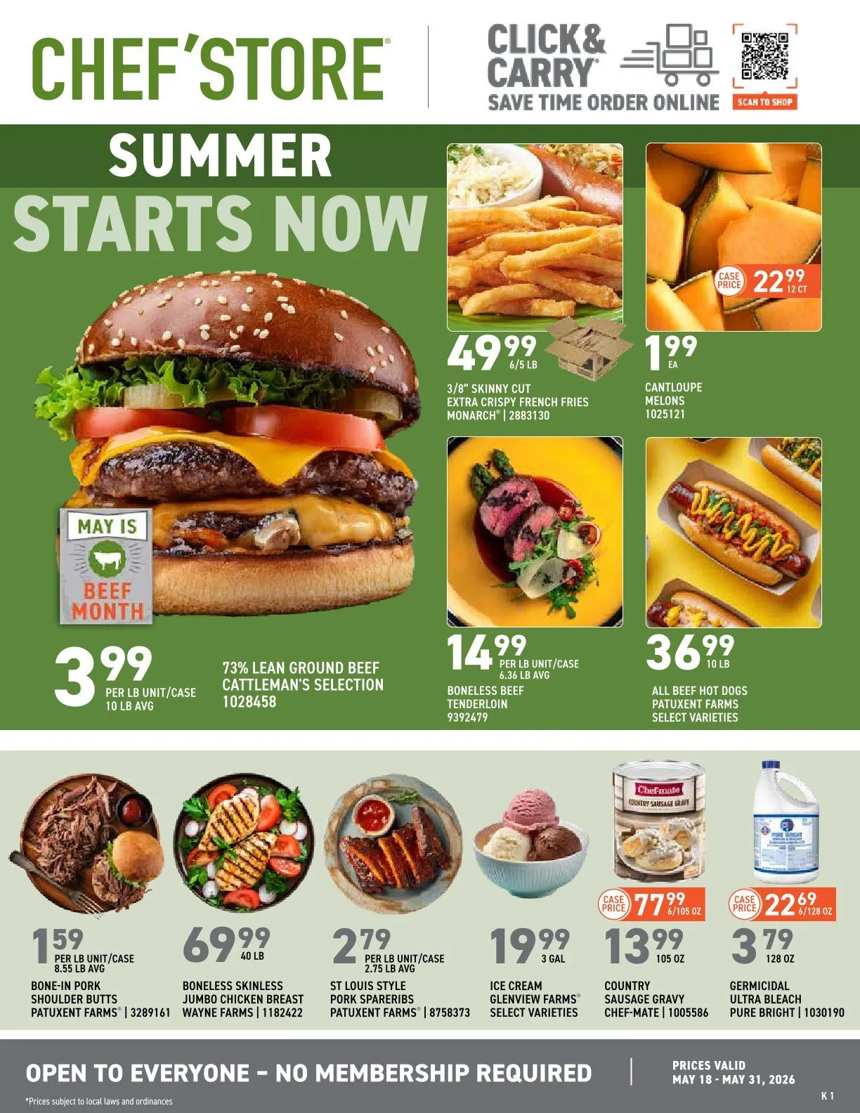 Weekly promotion US Foods Chef's Store spanning from May 18 to May 31 2026 - Page 1 for Catalogue 365