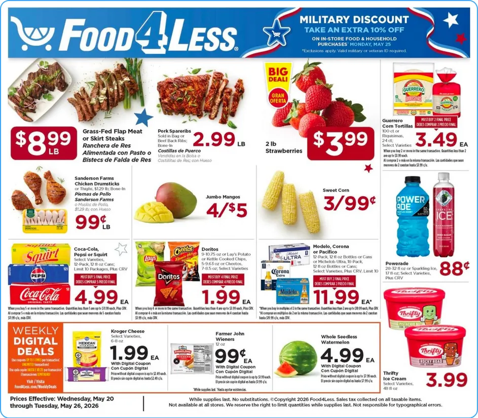 Weekly ad Food 4 Less Sales from May 20 to May 26 2026 - Page 1
