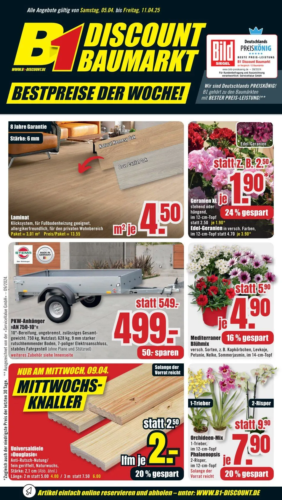 B1 Discount Baumarkt Angebote von 4. April bis 11. April 2025 - Prospekt seite 1
