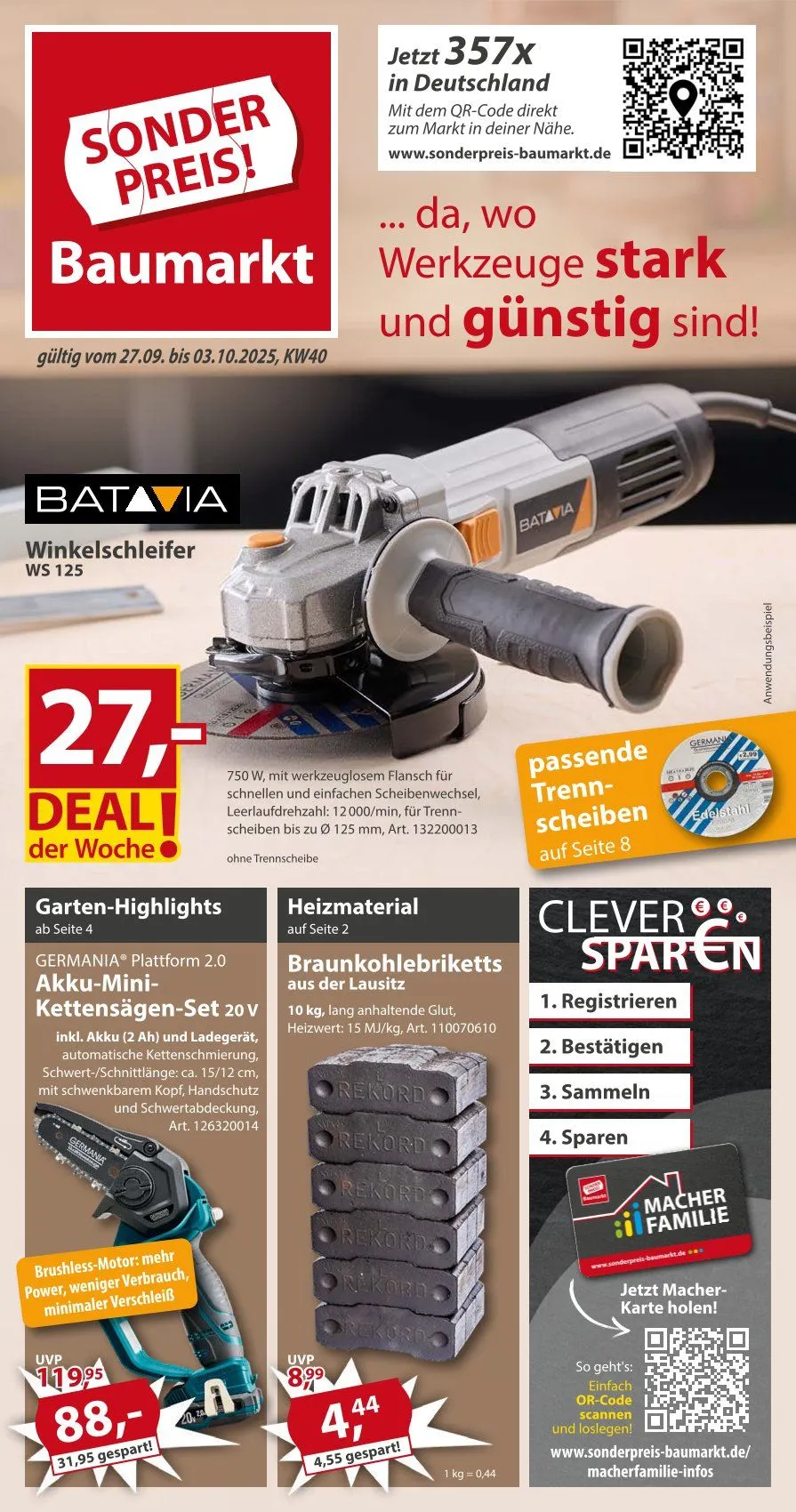 Sonderpreis-Baumarkt Angebote von 27. September bis 3. Oktober 2025 - Prospekt seite 1