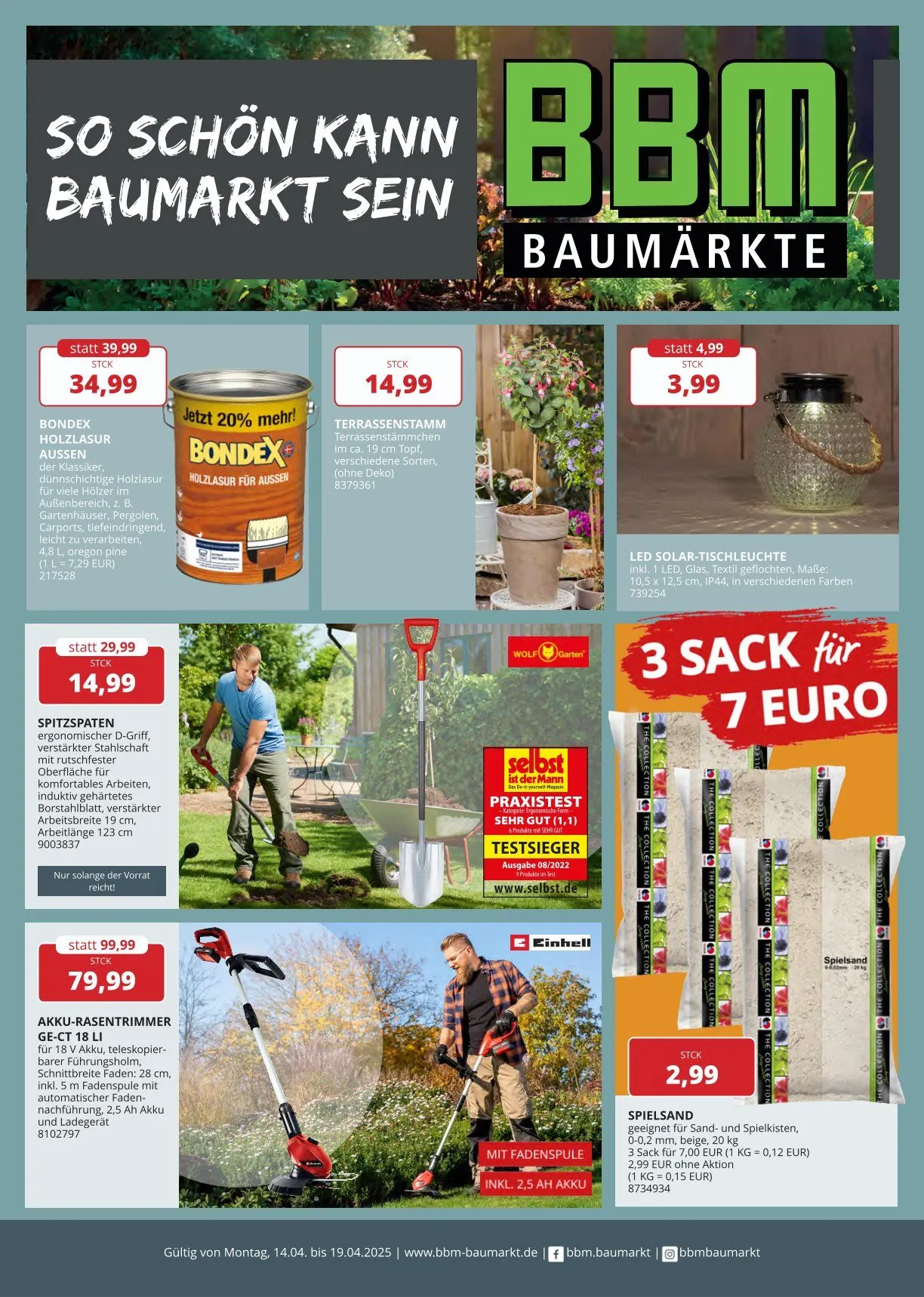 BBM Baumarkt Prospekte von 14. April bis 19. April 2025 - Prospekt seite