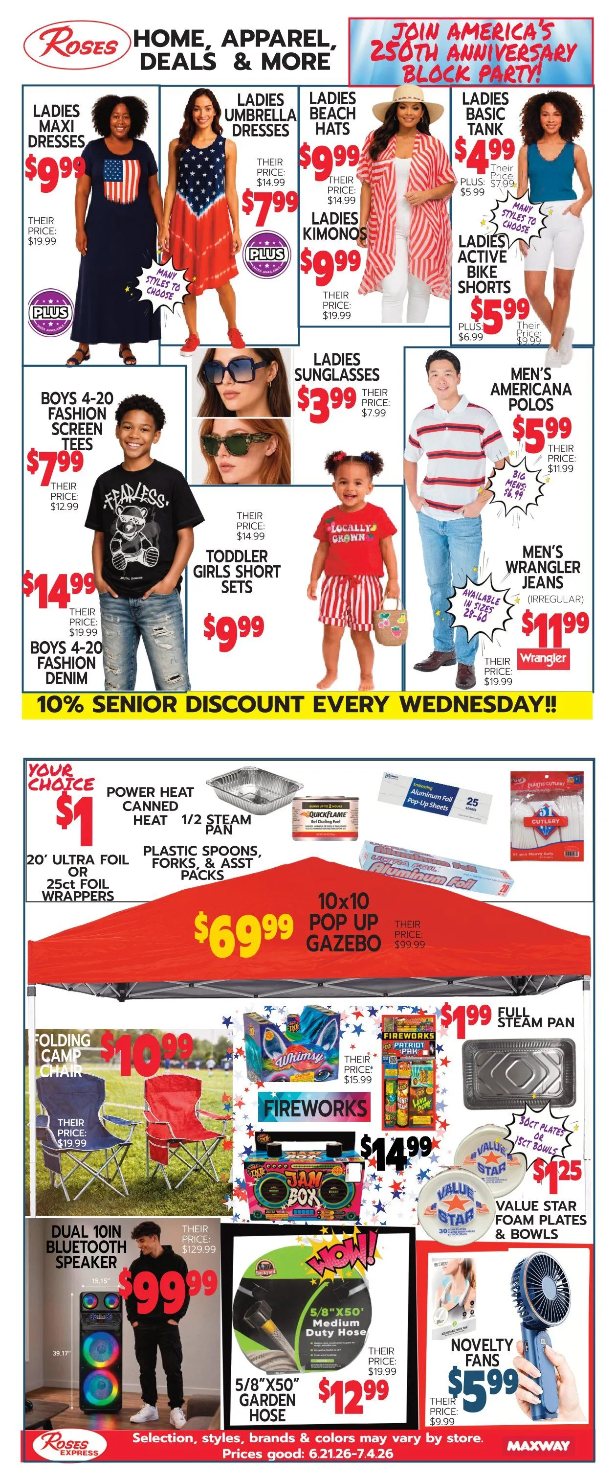 Weekly ad  Roses Discount Store Sales from June 21 to July 4 2026 - Page 