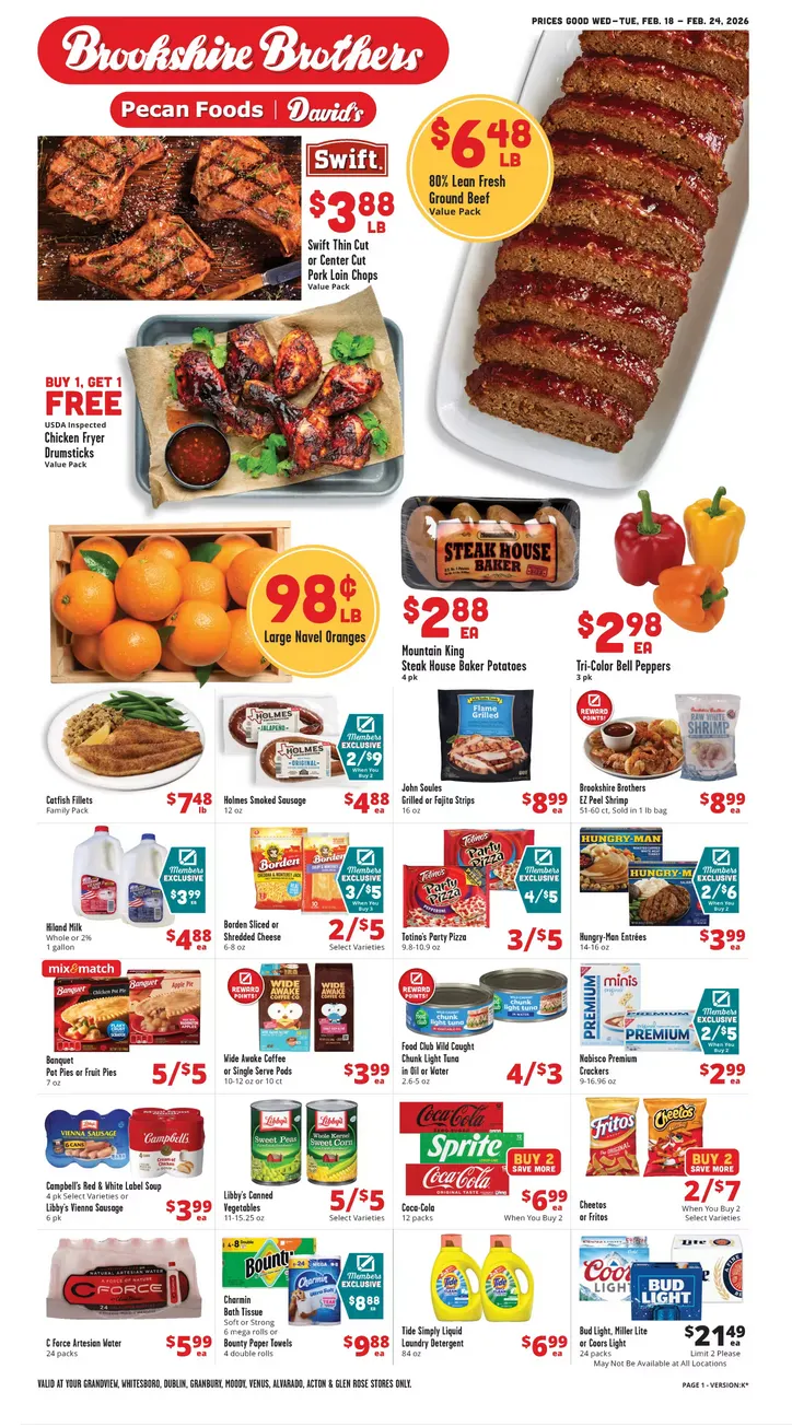Weekly ad Brookshire Brothers Sales from February 16 to February 24 2026 - Page 1
