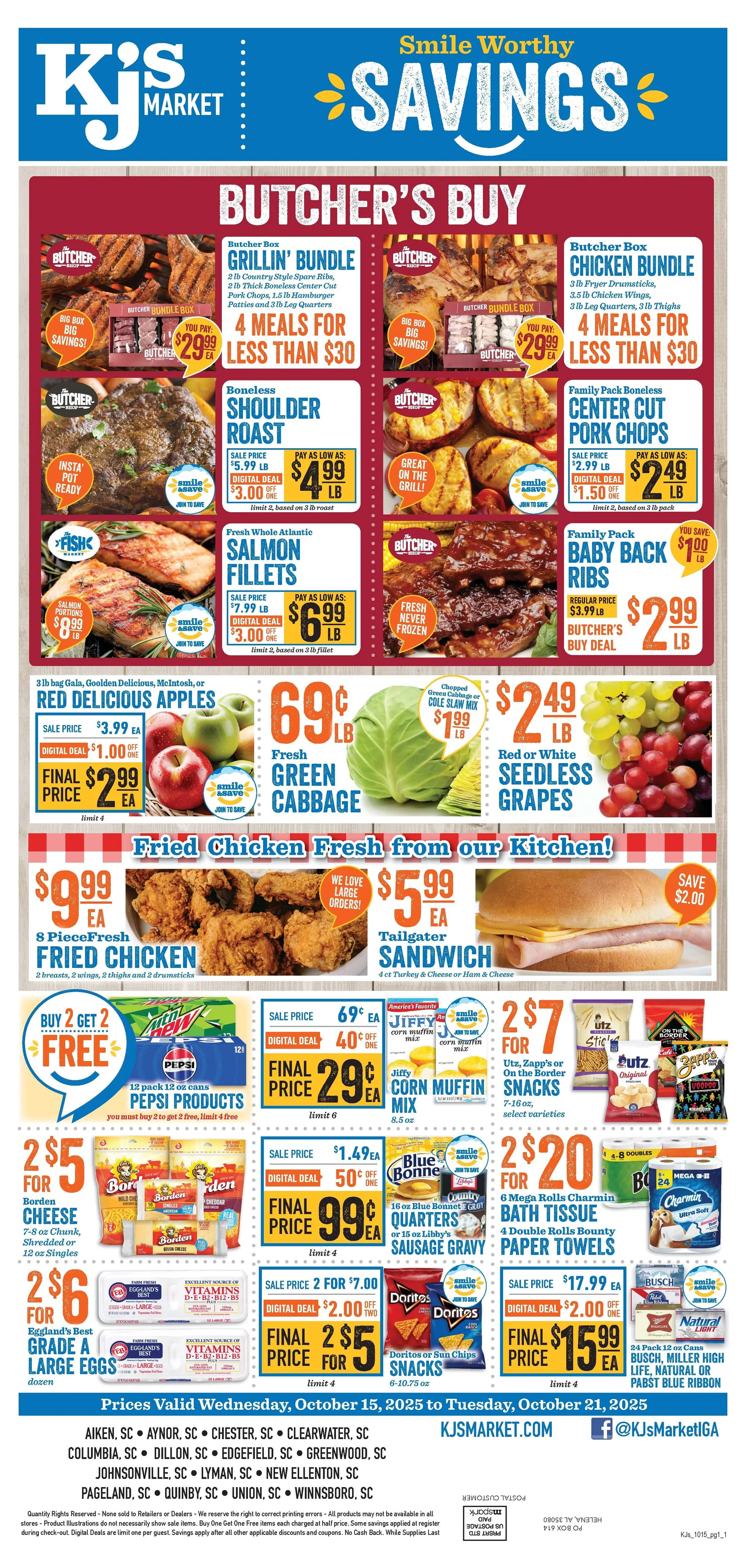 Weekly ad KJ´s Market Sales from October 15 to October 21 2025 - Page 1