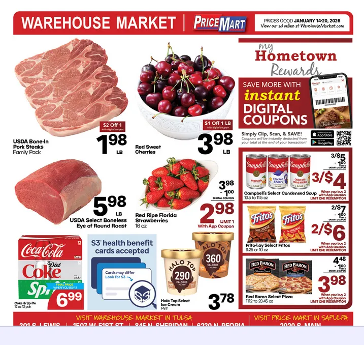 Weekly ad Warehouse Market Sales from January 14 to January 20 2026 - Page 1