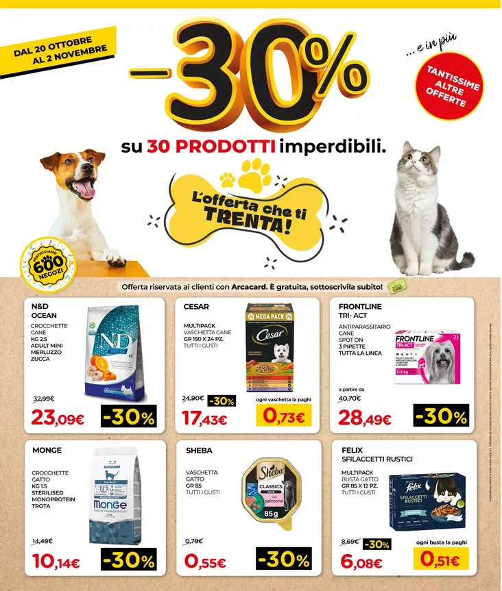 Volantini Arcaplanet da 20 ottobre a 2 novembre di 2025 - Pagina del volantino 1