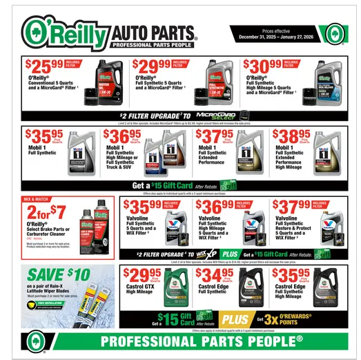Weekly ad O'Reilly Auto Parts Sales from December 31 to January 27 2026 - Page 