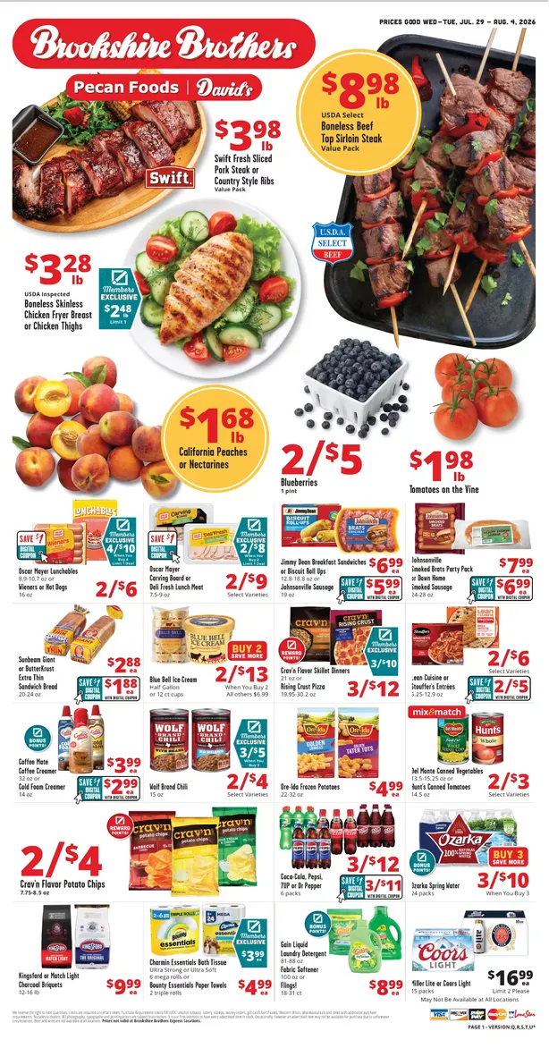 Weekly ad Brookshire Brothers Sales from July 29 to August 4 2026 - Page 1