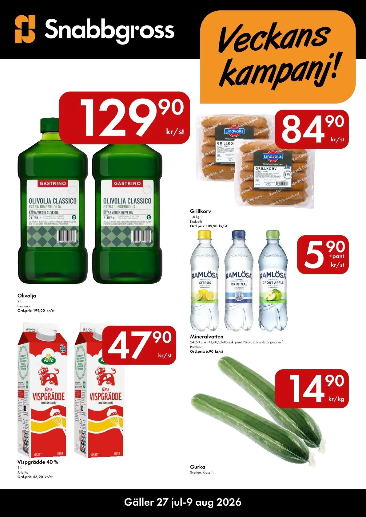  Axfood Snabbgross erbjudanden från 27 juli till 9 augusti 2026 - Reklamblad sidor 1