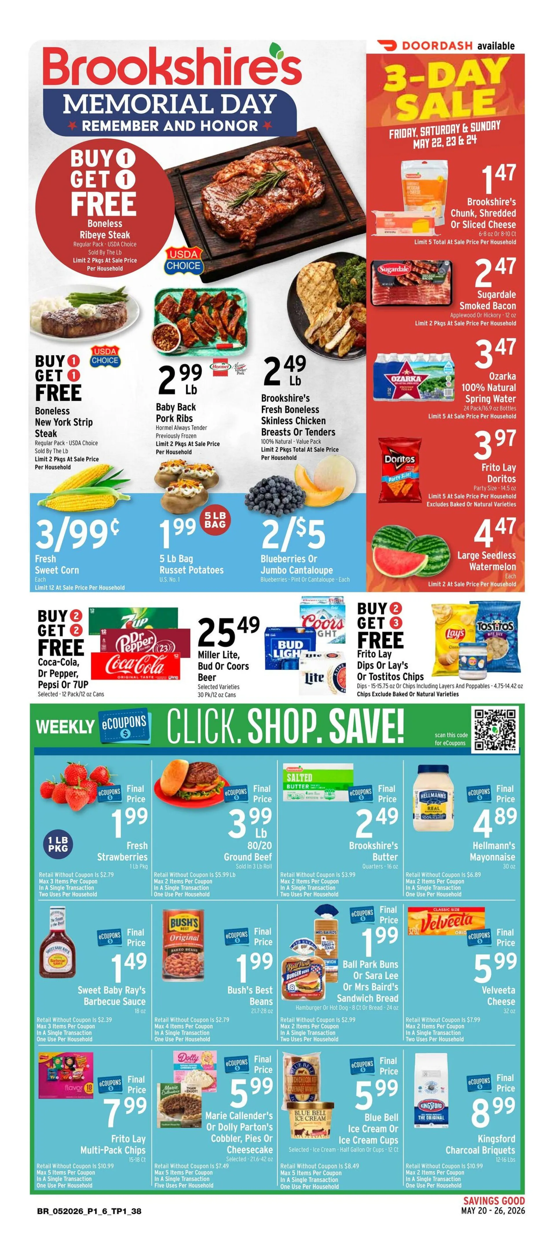 Weekly promotion  Brookshires Sales spanning from May 22 to May 26 2026 - Page 1 for Catalogue 365