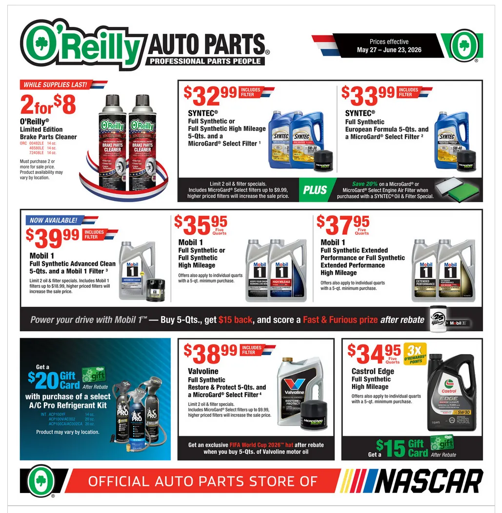 Weekly ad O'Reilly Auto Parts Sales from May 27 to June 23 2026 - Page 