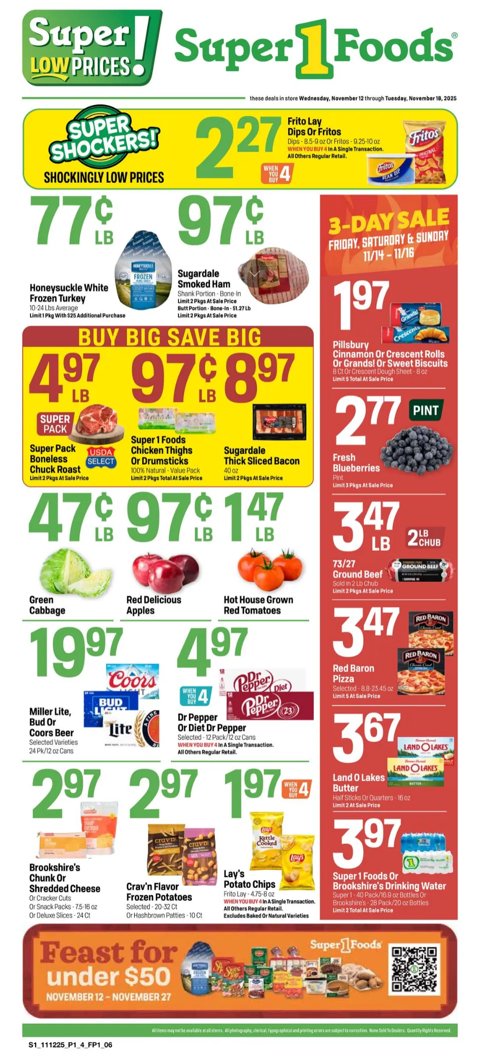 Weekly ad  Super 1 Foods Sales from November 12 to November 18 2025 - Page 1