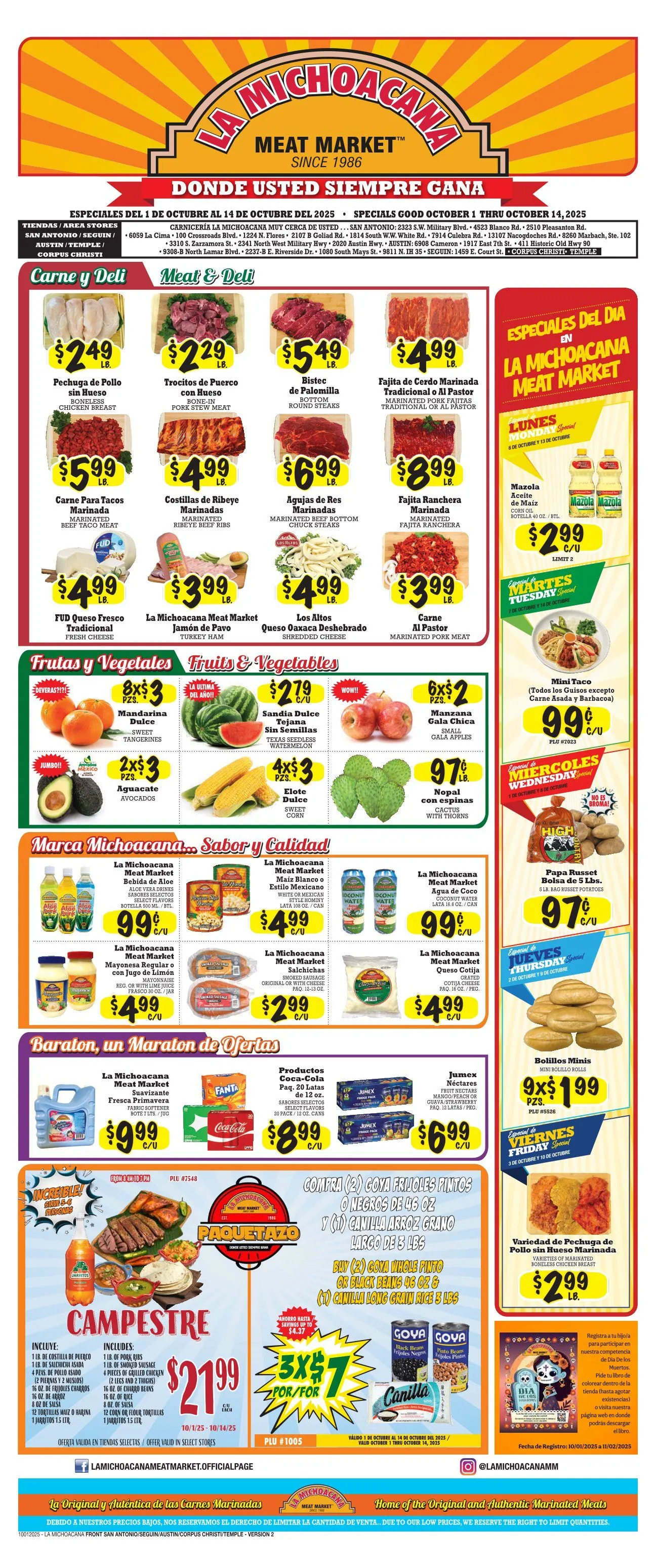 Weekly ad  La Michoacana Meat Market Sales from October 1 to October 7 2025 - Page 1