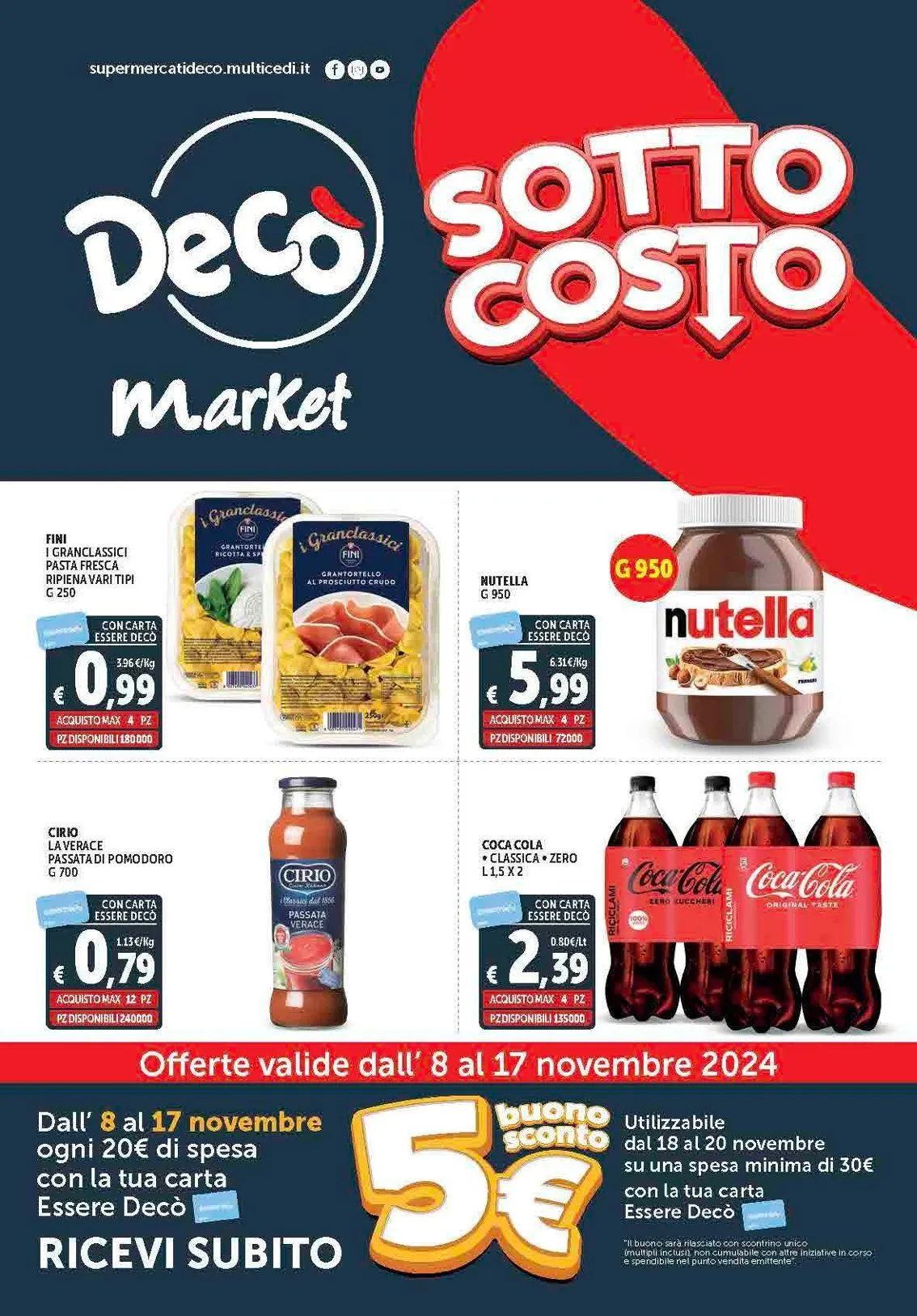 Deco Supermercati Brochure Offerte da 8 novembre a 17 novembre di 2024 - Pagina del volantino 1
