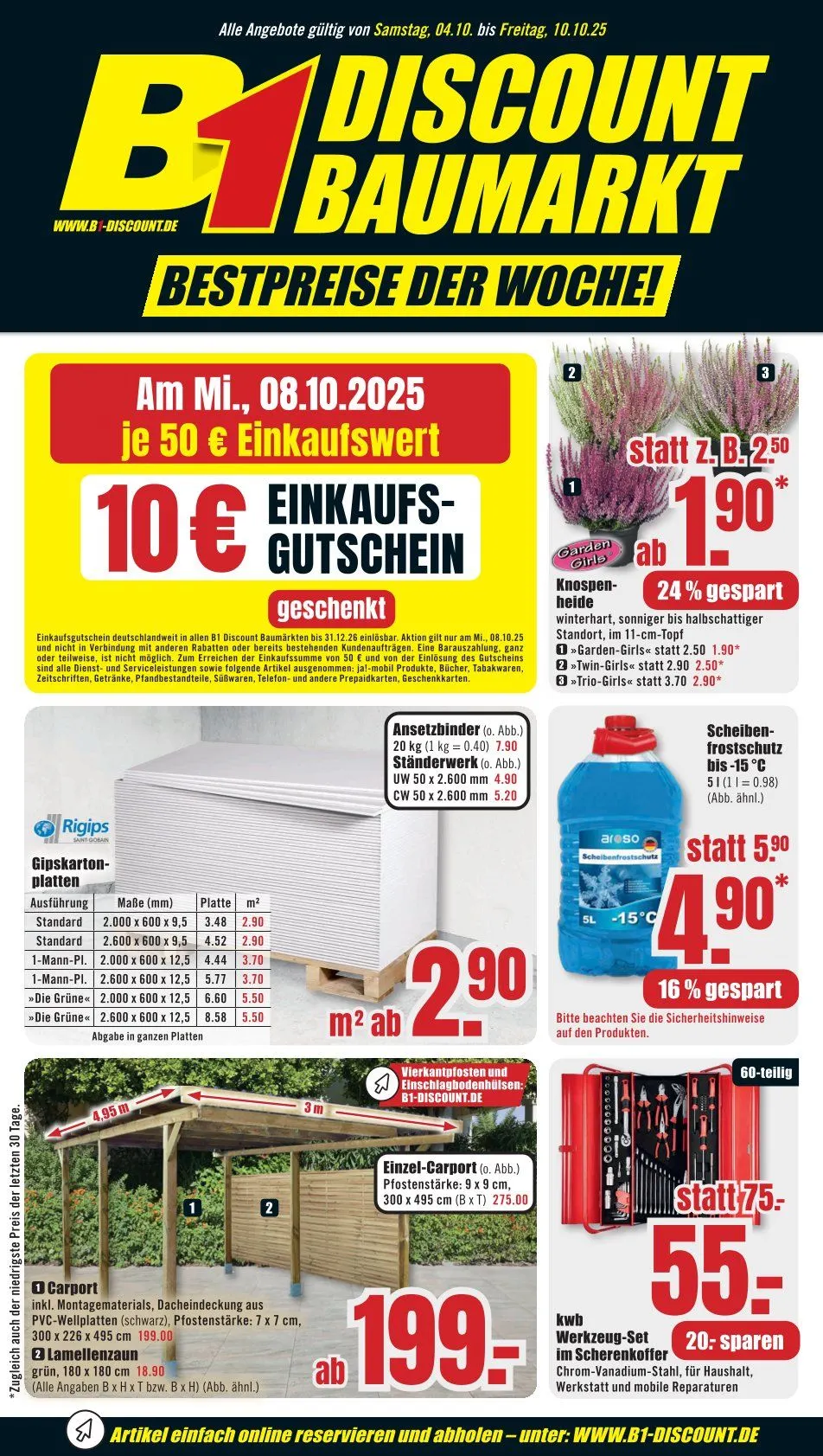  B1 Discount Baumarkt Prospekte von 4. Oktober bis 10. Oktober 2025 - Prospekt seite 1