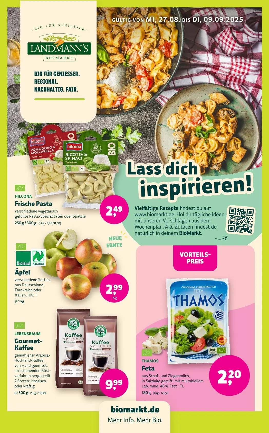 Landmann's Biomarkt Prospekte  von 27. August bis 9. September 2025 - Prospekt seite 1