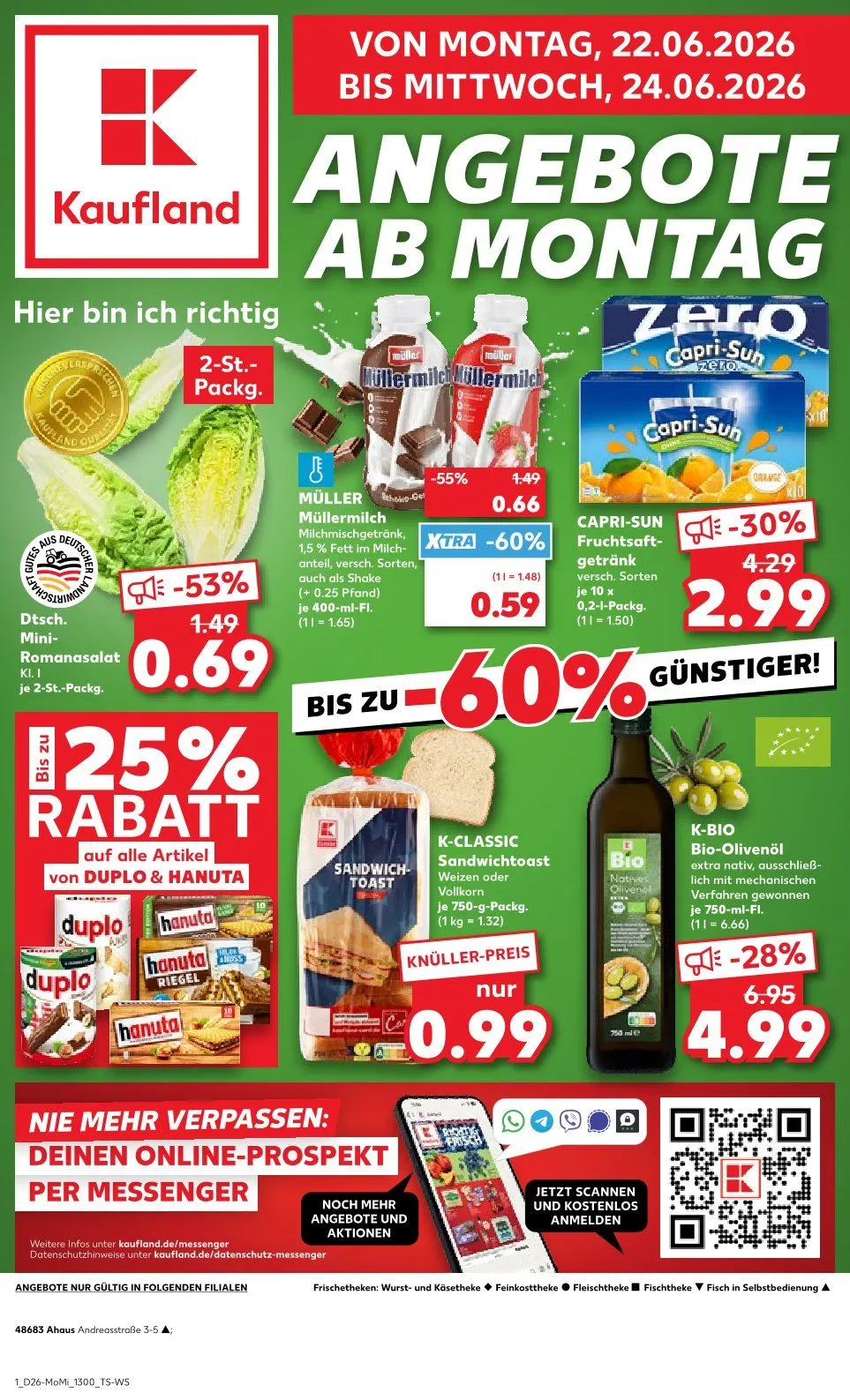 Kaufland Prospekte  von 22. Juni bis 24. Juni 2026 - Prospekt seite 1