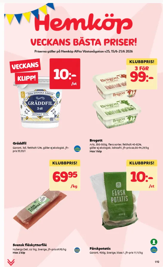 Senaste Hemköp erbjudanden från 15 juni till 20 juni 2026 - Reklamblad sidor 1