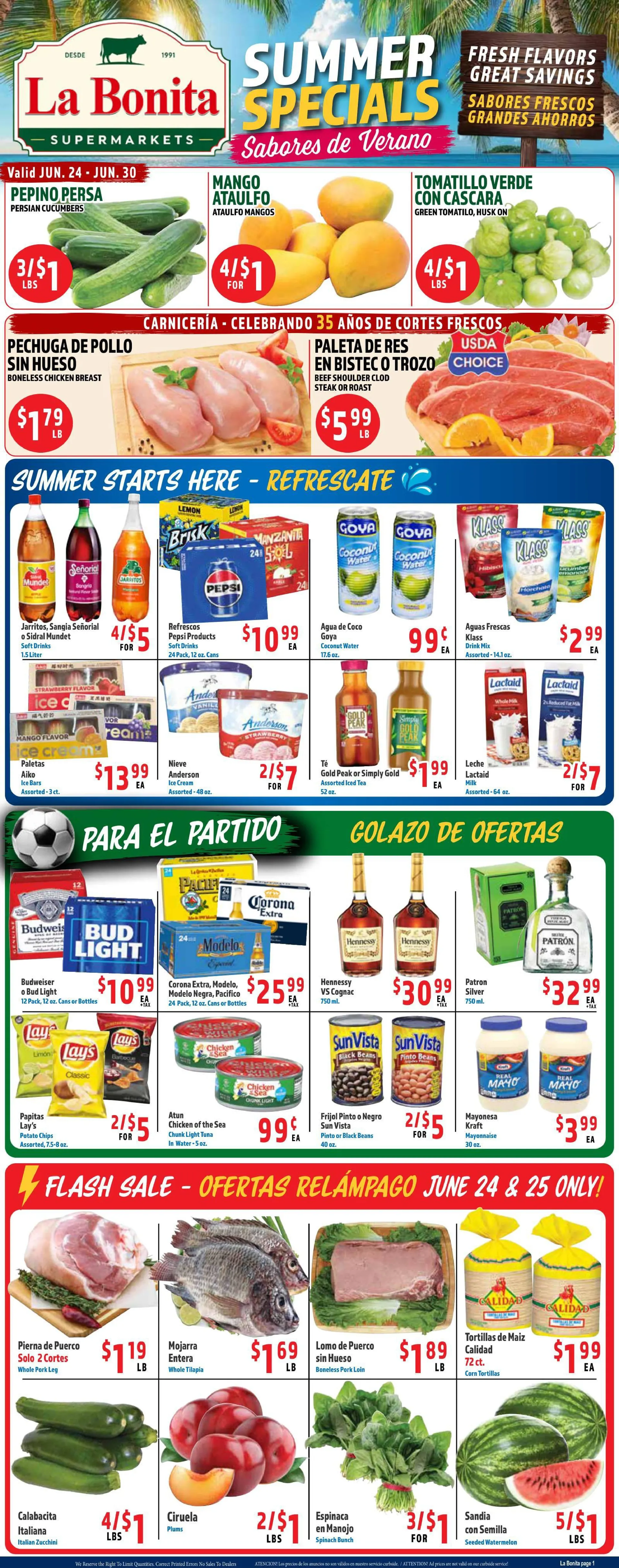 Weekly ad La Bonita Supermarkets Sales from June 24 to June 30 2026 - Page 1