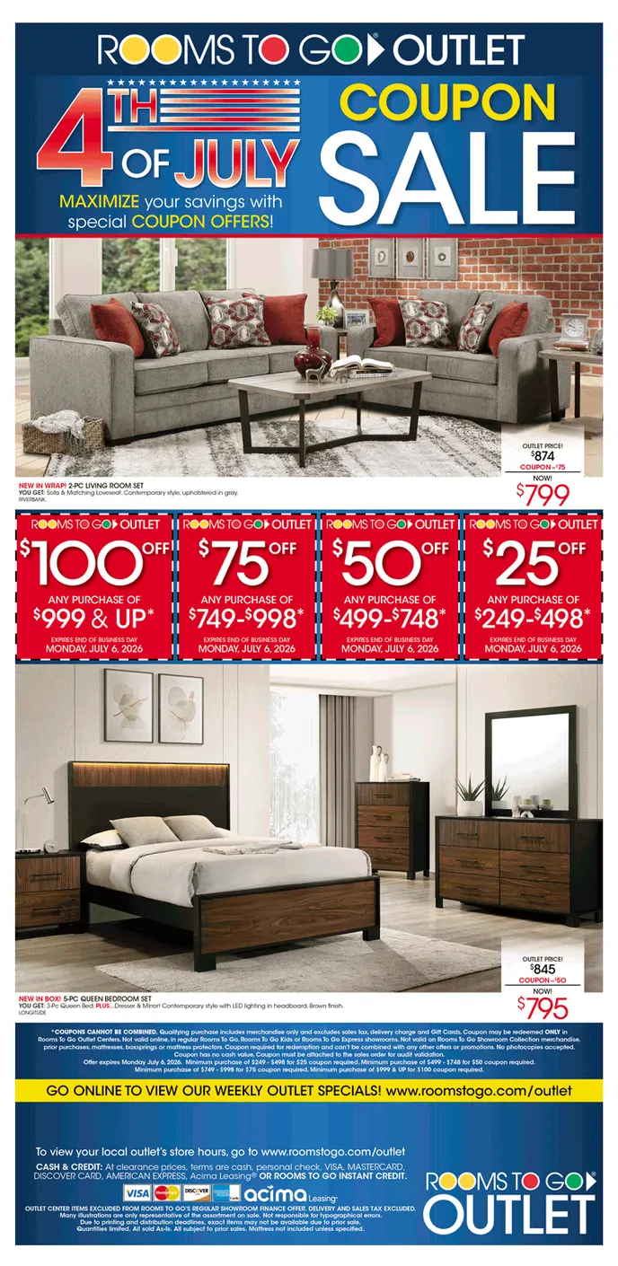Weekly ad Rooms To Go Sales from July 2 to July 8 2026 - Page 1