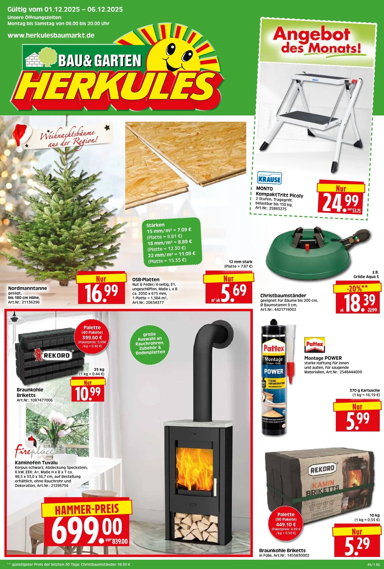 Herkules Baumarkt Angebote von 1. Dezember bis 6. Dezember 2025 - Prospekt seite 1