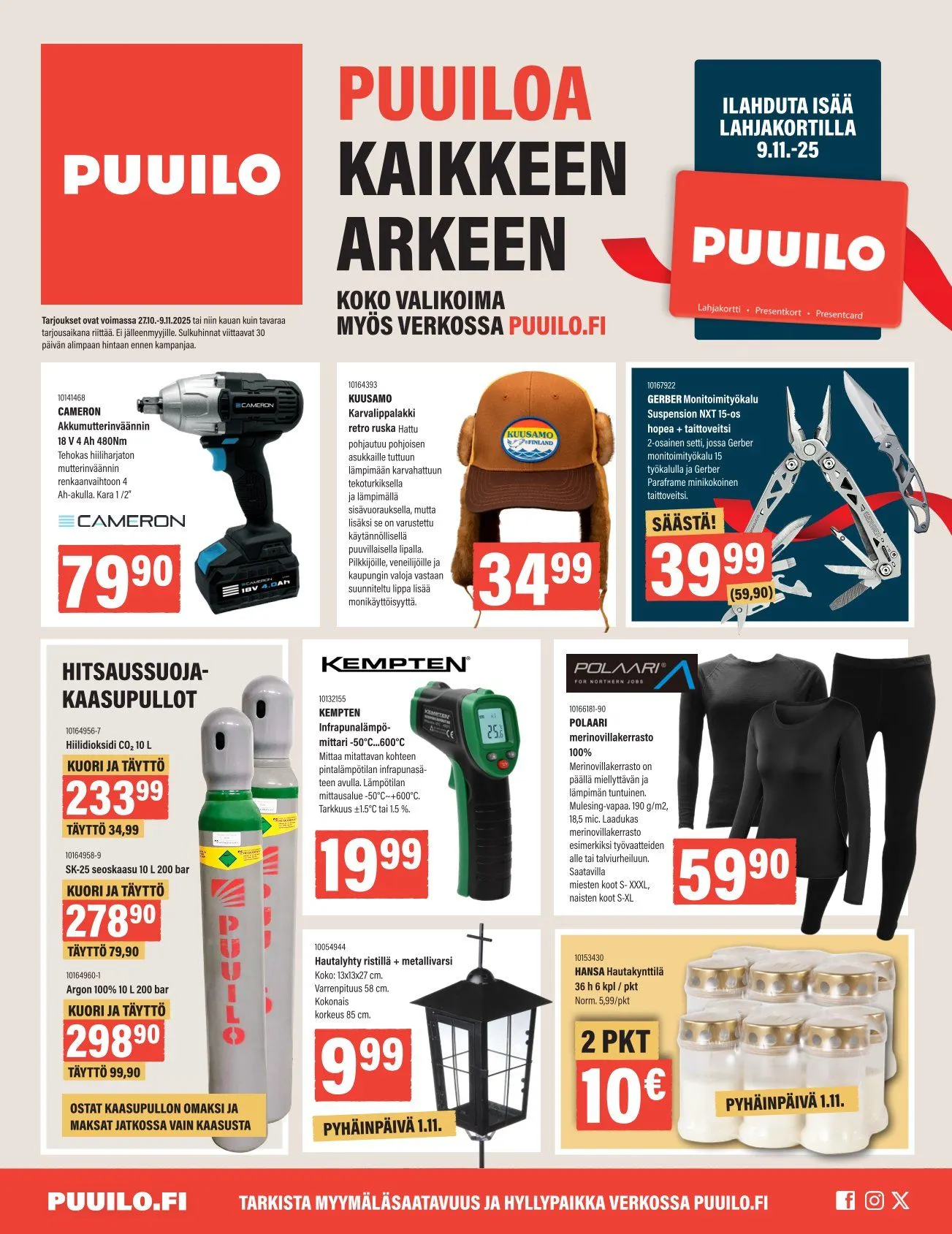 Kaupan Puuilo erikoistarjous voimassa alkaen 27. lokakuuta - 9. marraskuuta 2025 - Tarjouslehti sivu