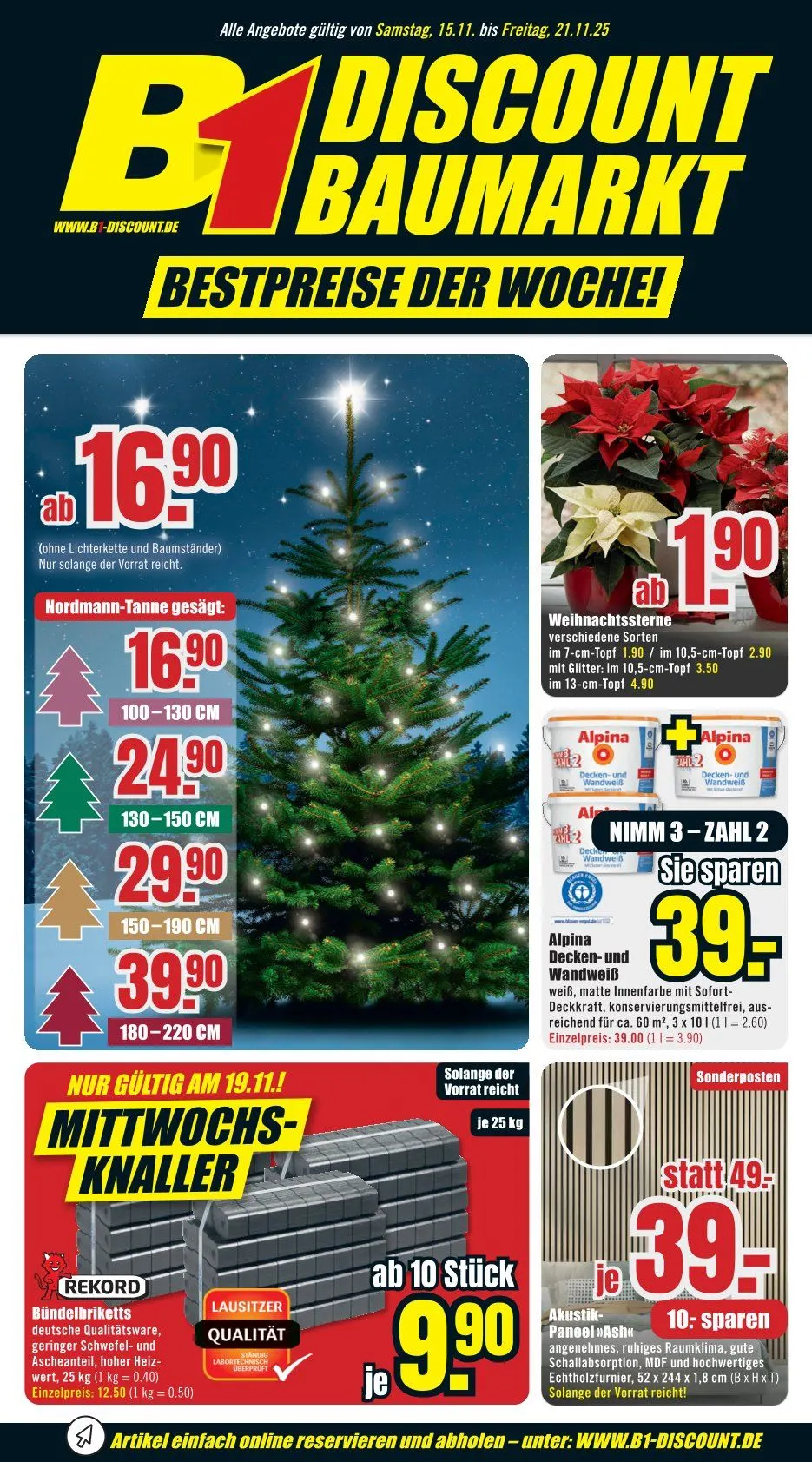 B1 Discount Baumarkt Angebote von 15. November bis 21. November 2025 - Prospekt seite 1