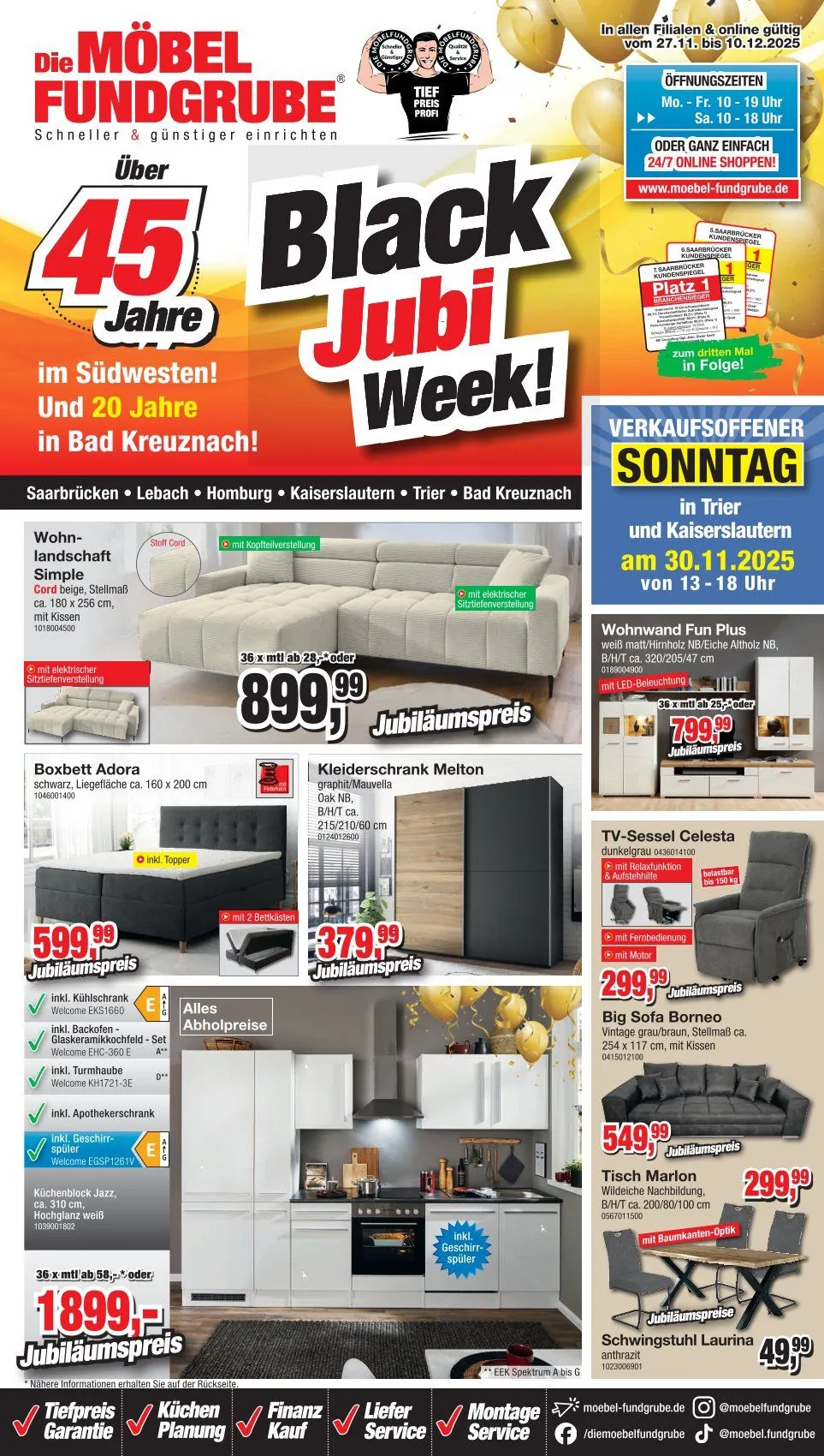 Möbelfundgrube Angebote von 27. November bis 10. Dezember 2025 - Prospekt seite 1