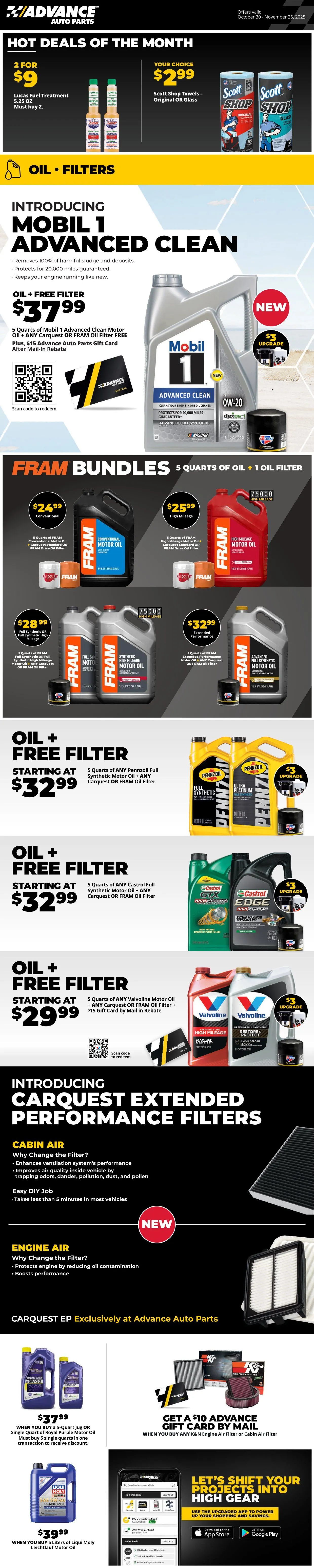Weekly ad Advance Auto Parts Sales from October 30 to November 26 2025 - Page 