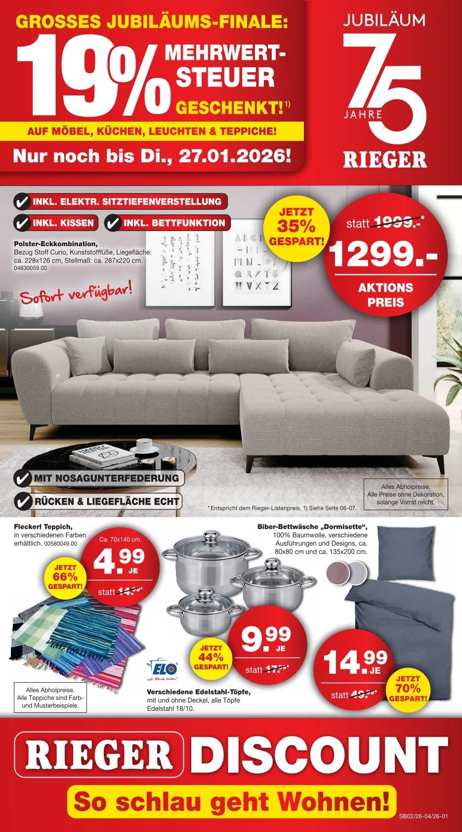  Möbel Riege von 12. Januar bis 26. Januar 2026 - Prospekt seite 1