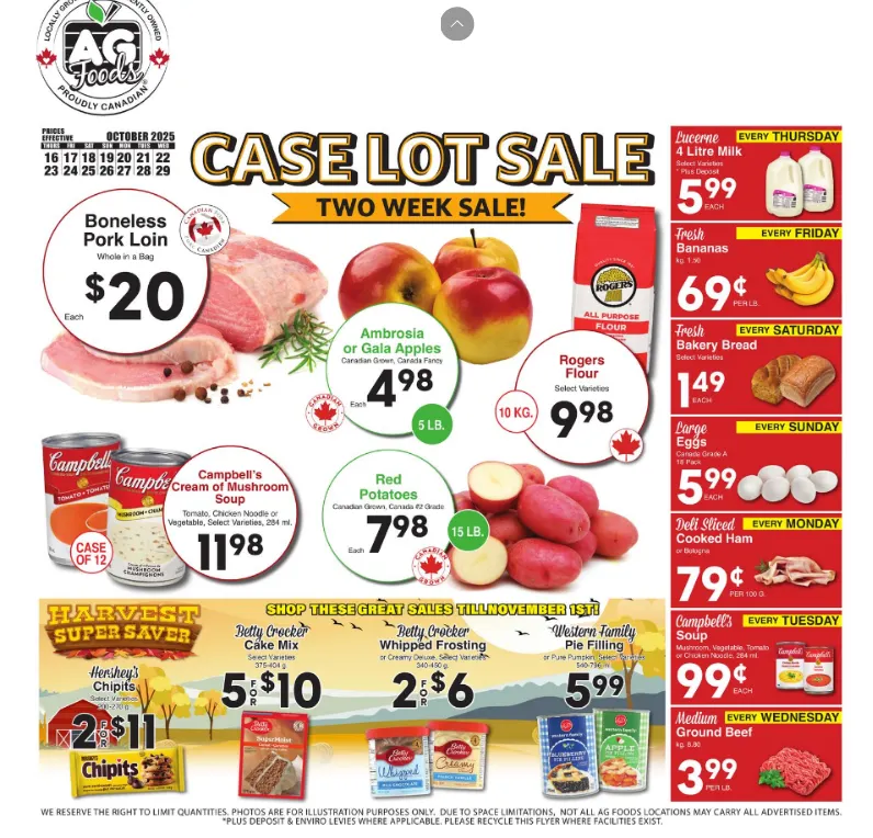 AG Foods Sales from October 16 to October 29 2025 - flyer page 