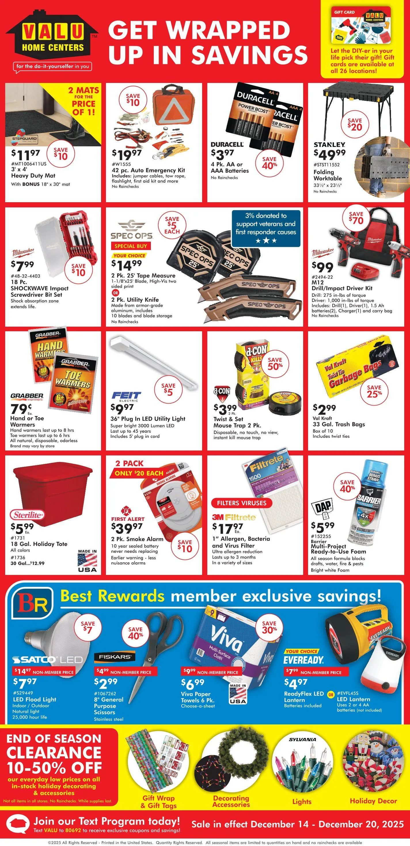 Weekly ad Valu Home Centers Sales from December 14 to December 20 2025 - Page 1