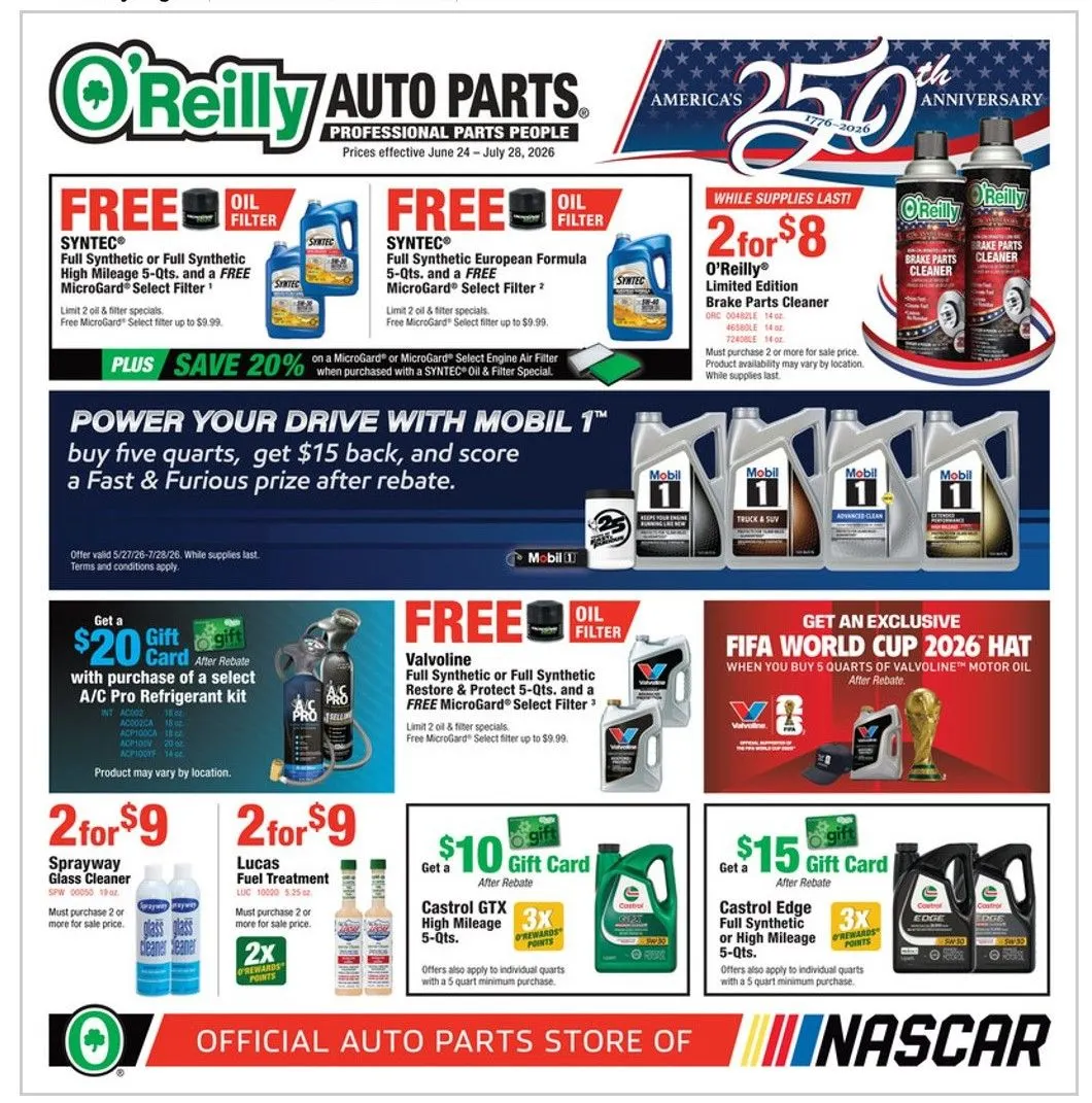 Weekly ad O'Reilly Auto Parts Sales from June 24 to June 28 2026 - Page 