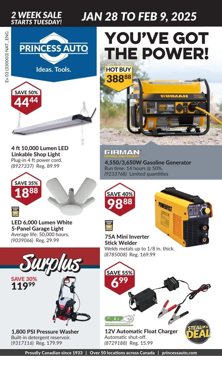Princess Auto Sales from January 28 to February 9 2025 - flyer page 1