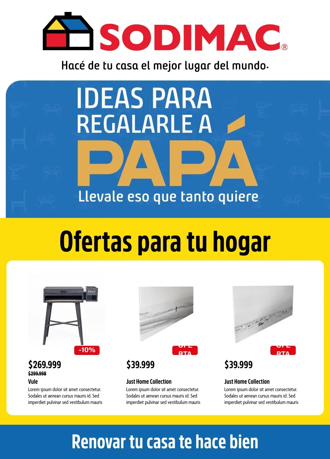 Ofertas de  Sodimac Ofertas dia del padre 9 de junio al 28 de junio 2026 - Página 1 del catálogo