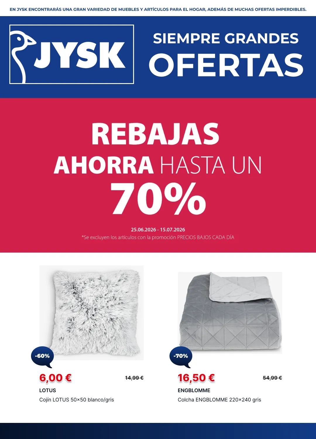  JYSK Ofertas - 2 de julio 16 de julio 2026
